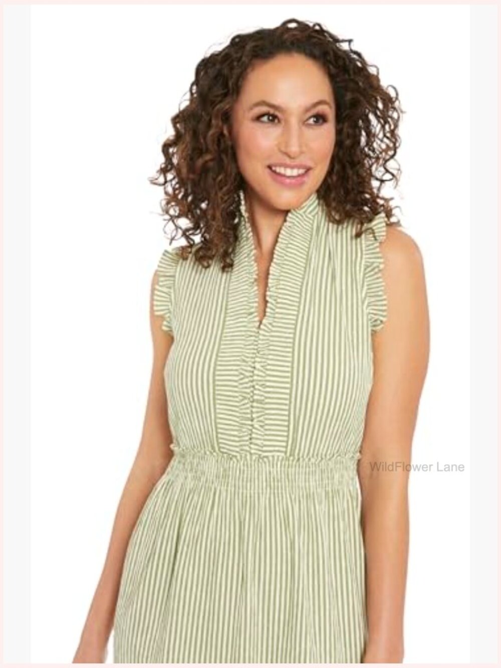 Smocked Waist Ruffle V-Neck Maxi Dress with Tiered Skirt - Picture 4 of 6